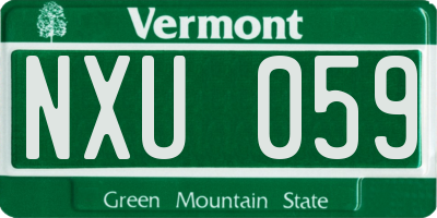 VT license plate NXU059