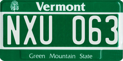 VT license plate NXU063