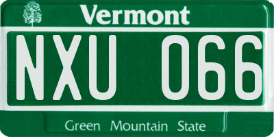 VT license plate NXU066