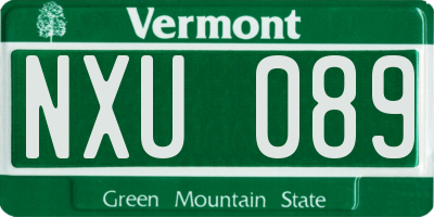 VT license plate NXU089