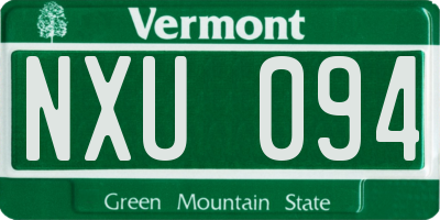 VT license plate NXU094