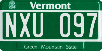 VT license plate NXU097