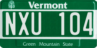 VT license plate NXU104