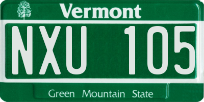 VT license plate NXU105