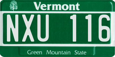 VT license plate NXU116