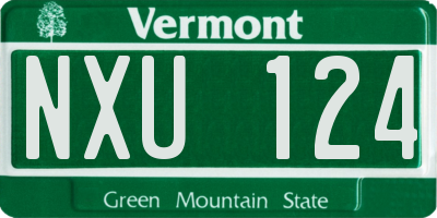 VT license plate NXU124