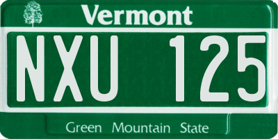 VT license plate NXU125