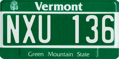 VT license plate NXU136