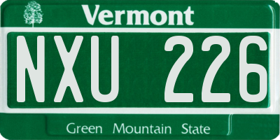 VT license plate NXU226