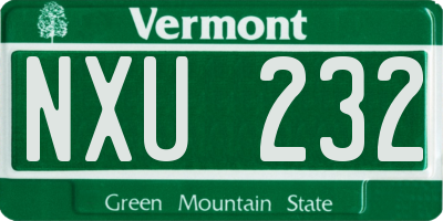 VT license plate NXU232
