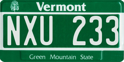 VT license plate NXU233