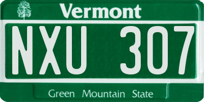 VT license plate NXU307