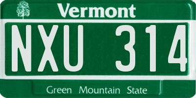 VT license plate NXU314