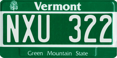 VT license plate NXU322