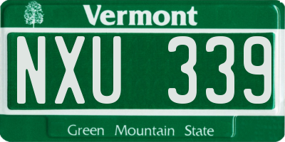 VT license plate NXU339