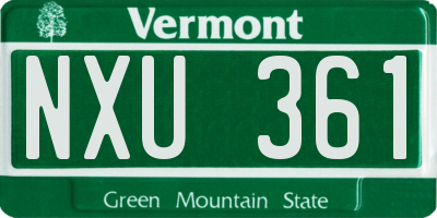 VT license plate NXU361