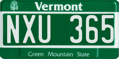 VT license plate NXU365