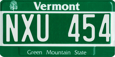 VT license plate NXU454