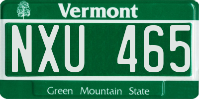 VT license plate NXU465