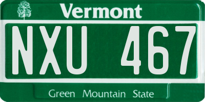 VT license plate NXU467