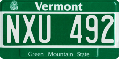 VT license plate NXU492