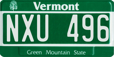 VT license plate NXU496