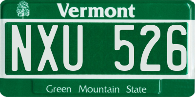 VT license plate NXU526