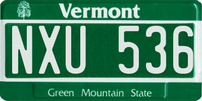 VT license plate NXU536