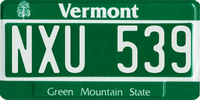 VT license plate NXU539