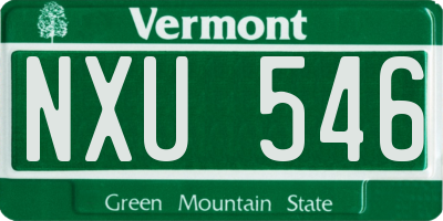 VT license plate NXU546