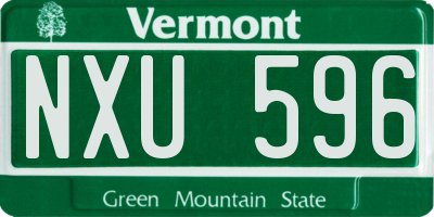 VT license plate NXU596