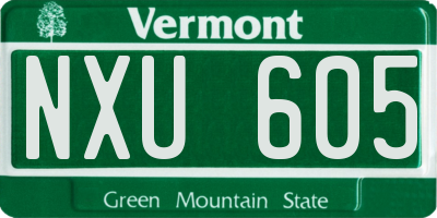 VT license plate NXU605