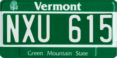 VT license plate NXU615