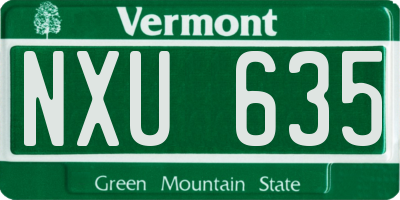 VT license plate NXU635
