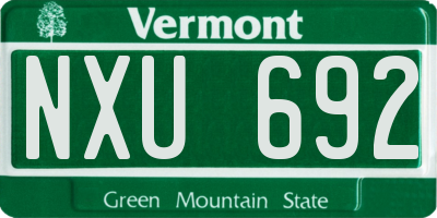 VT license plate NXU692