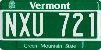 VT license plate NXU721