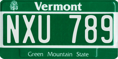 VT license plate NXU789