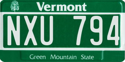 VT license plate NXU794