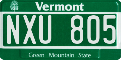 VT license plate NXU805