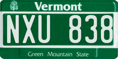VT license plate NXU838