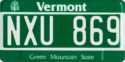 VT license plate NXU869