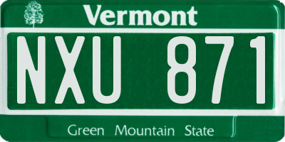 VT license plate NXU871