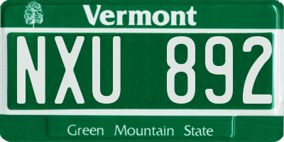 VT license plate NXU892