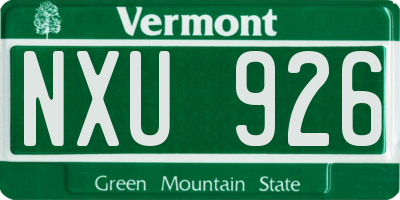 VT license plate NXU926