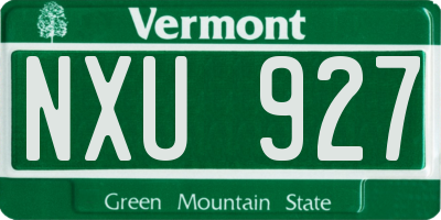 VT license plate NXU927