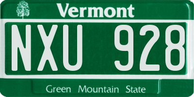 VT license plate NXU928