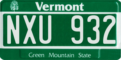 VT license plate NXU932