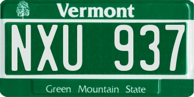 VT license plate NXU937