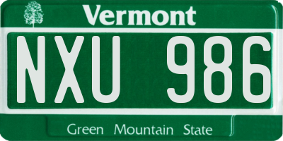 VT license plate NXU986