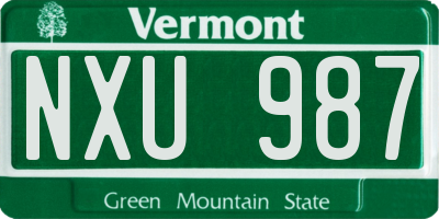 VT license plate NXU987